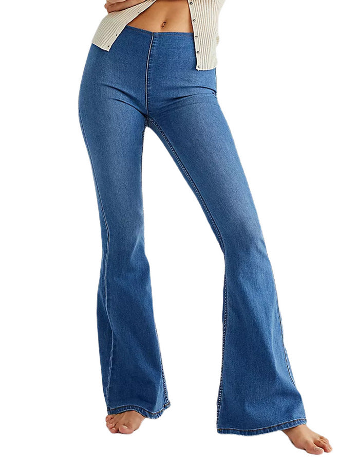 Damen Flared Jeans im lässigen Schnitt mit hohem Bund und formschmeichelnder Silhouette R&B