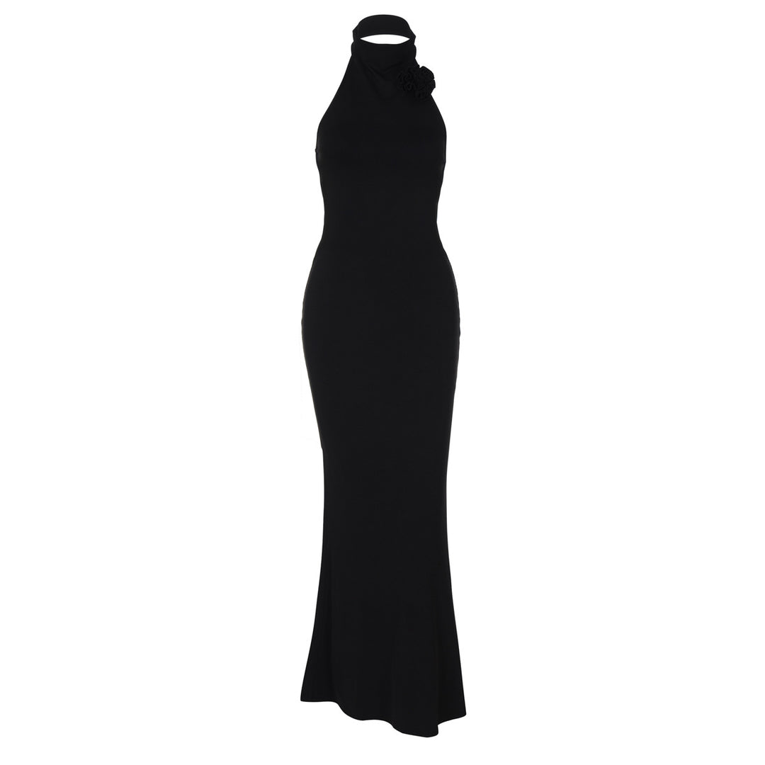 Damen Elegantes Maxi-Kleid mit raffiniertem Halter und floralem Akzent R&B