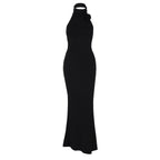 Damen Elegantes Maxi-Kleid mit raffiniertem Halter und floralem Akzent R&B