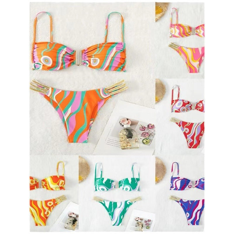 Damen Triangel-Bikini mit elegantem Raffungseffekt und modischen Akzenten R&B