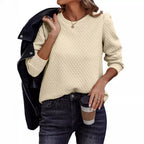 Damen Strukturierter Pullover mit puffärmeligen Details R&B