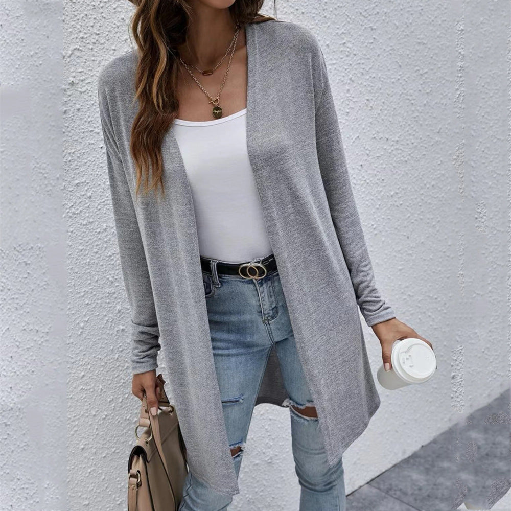 Damen Langer Cardigan mit offenem Schnitt aus weichem Strick R&B