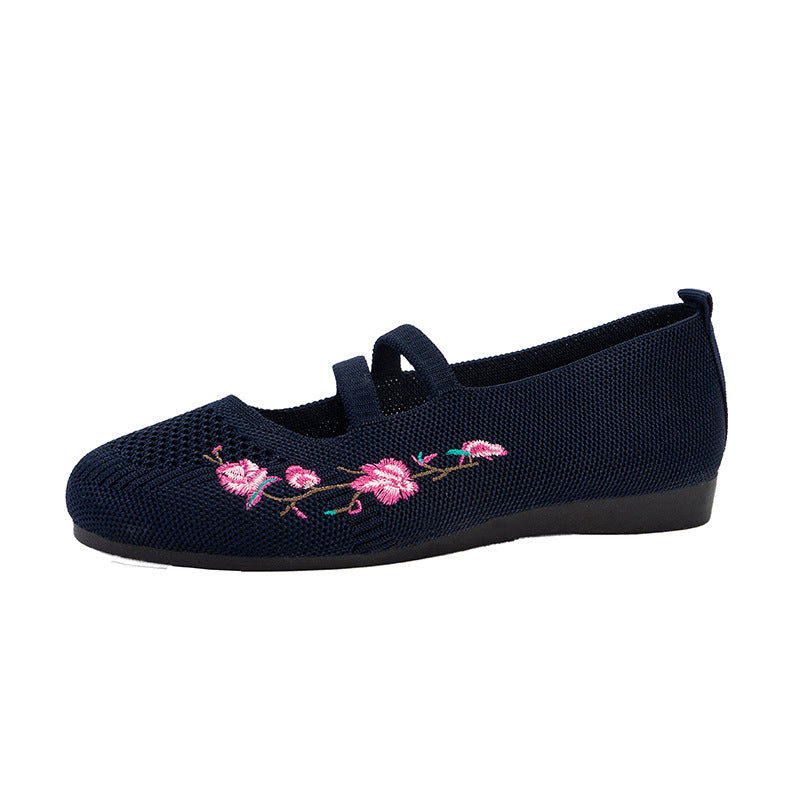 Damen Ballerinas mit floraler Stickerei und atmungsaktivem Netzdesign R&B