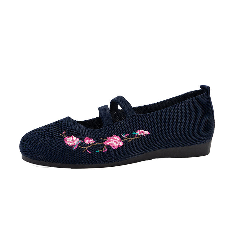 Damen Ballerinas mit floraler Stickerei und atmungsaktivem Netzdesign R&B