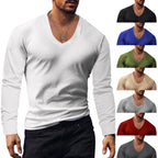 Herren Langarm V-Ausschnitt T-Shirt R&B