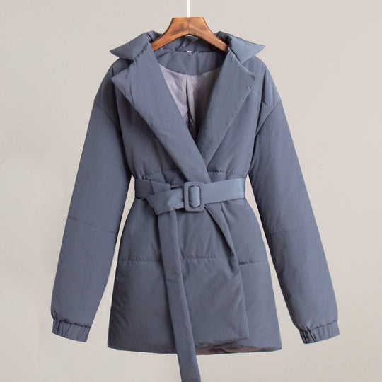 Damen Elegante und warme Wattierte Jacke mit Taillengürtel R&B