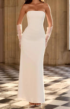 Damen Elegantes Hochzeitskleid mit schulterfreiem Design und Spitzenärmeln