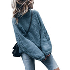 Damen Grobstrickpullover mit weitem Schnitt und modischem Rollkragen R&B