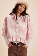 Damen lässige Bluse mit Rüschensaum R&B