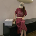 Damen Casual T-Shirt Kleid mit kreativem Schriftzug