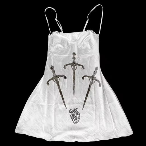 Damen Verspieltes Satin-Kleid mit Kunstgrafiken R&B