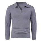 Herren Strickpullover mit halb offenem Kragen und feiner Rippenstruktur R&B