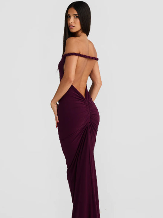 Damen figurbetontes Abendkleid mit elegantem Halterdesign und schwingendem Saum R&B