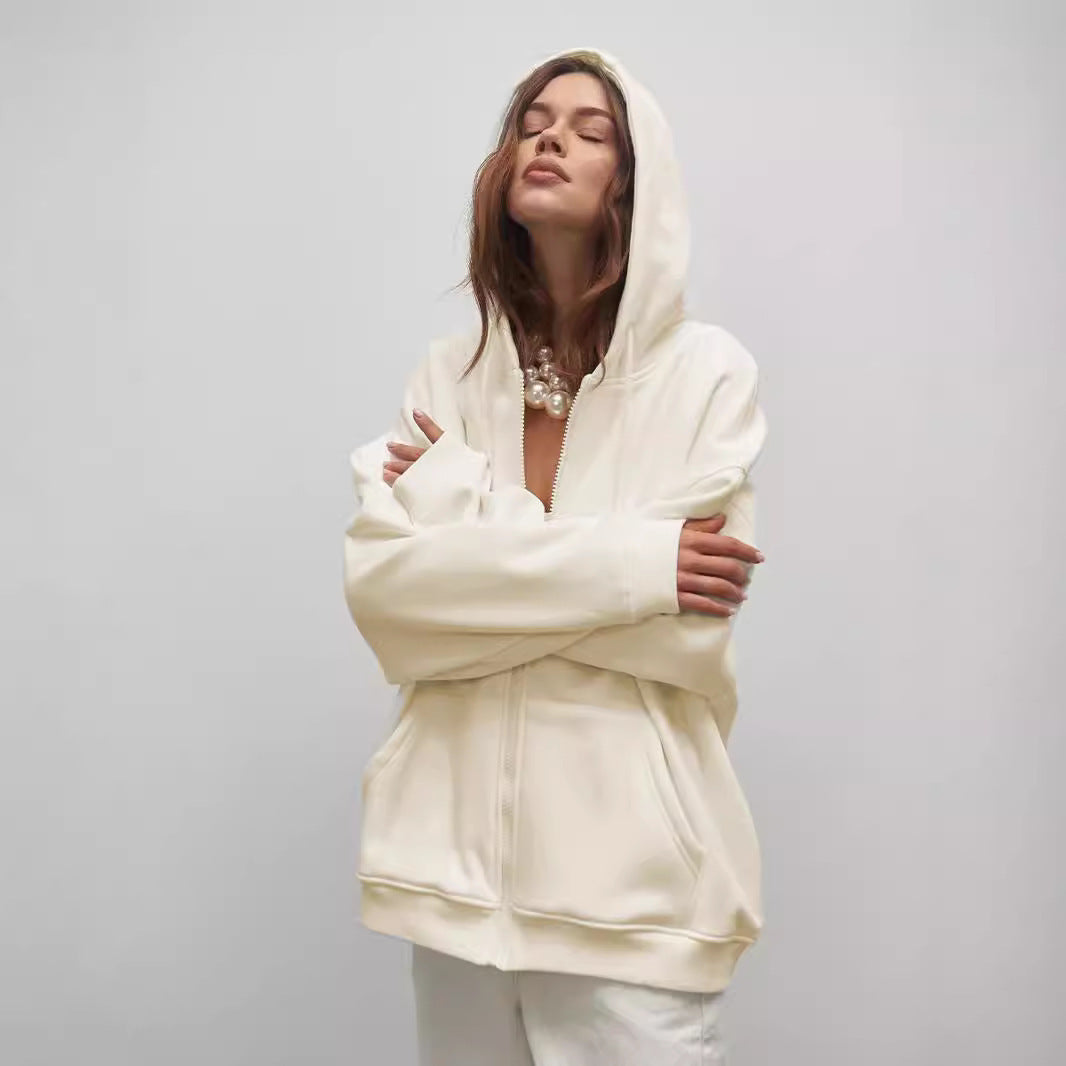 Damen Kuschelige Zip-Hoodie mit Oversized-Schnitt R&B
