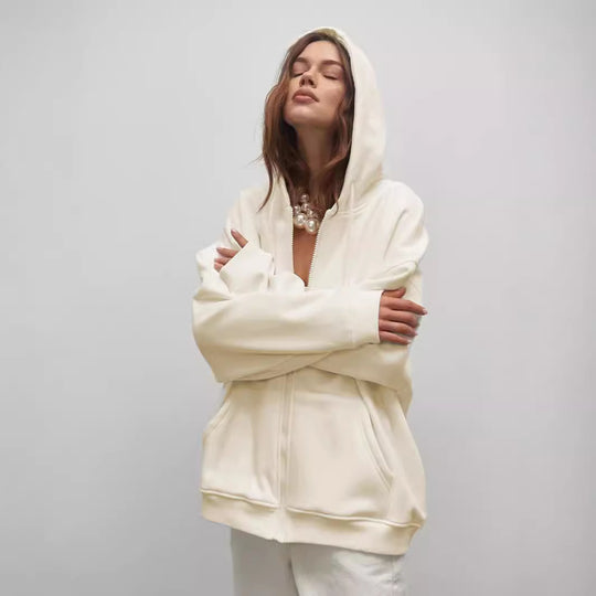 Damen Kuschelige Zip-Hoodie mit Oversized-Schnitt R&B