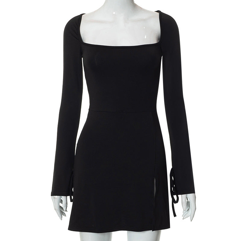 Damen Langärmliges Wickelkleid mit asymmetrischem Schnitt und eleganten Taillenzug R&B