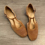 Damen Halbschuhe mit eleganter T-Strap und geflochtenem Design R&B