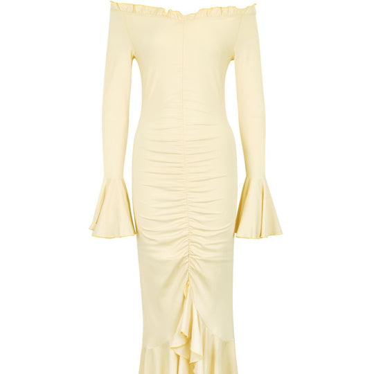 Damen Wickelkleid mit Rüschendetails und charmanten Ärmeln R&B