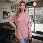 Damen modischer Pullover mit seitlichen BindR&Bändern R&B