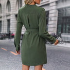 Damen Hemdblusenkleid mit taillierbarem Gürtel und Knopfverschluss R&B