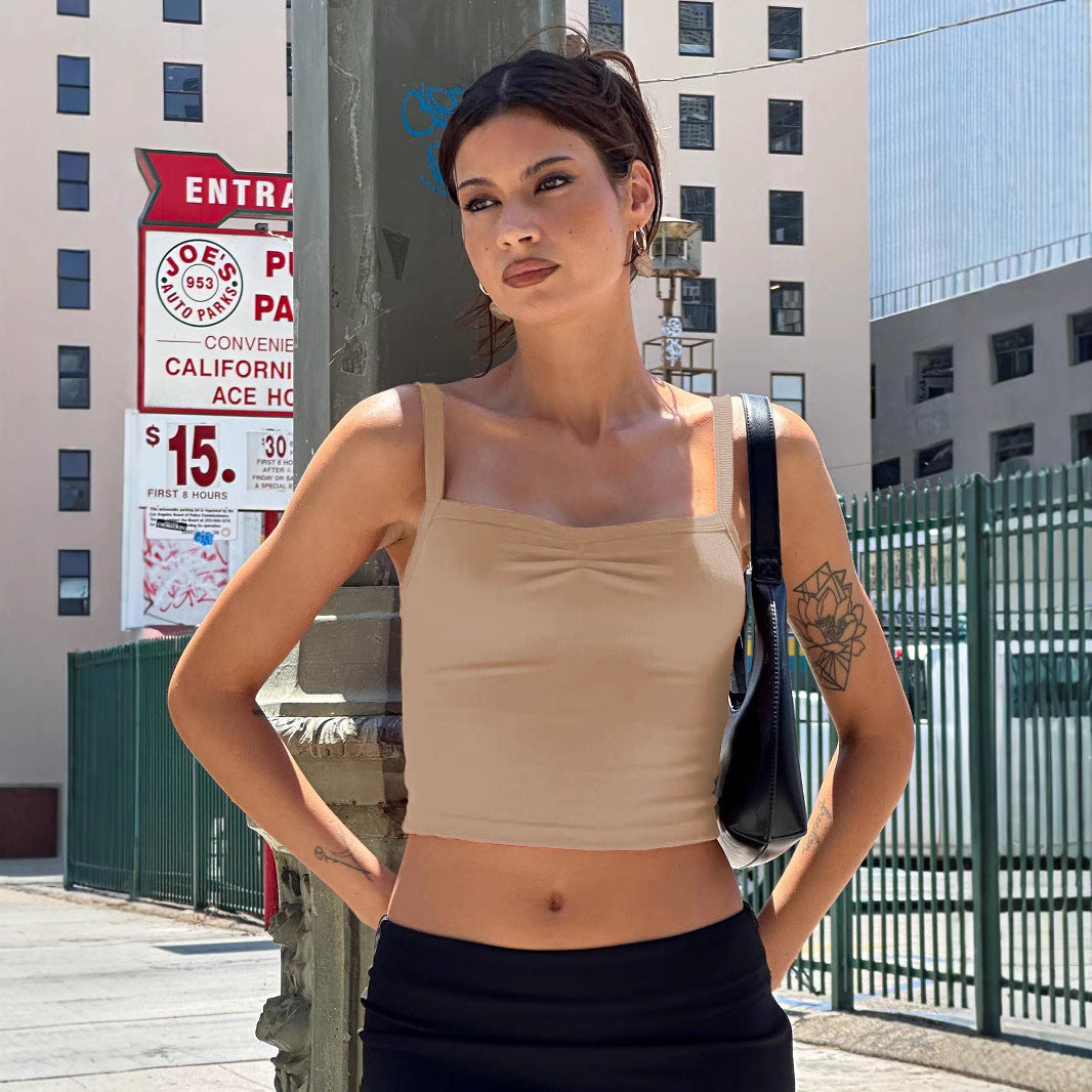 Damen Enganliegendes Cropped Top mit Spaghetti-Trägern R&B
