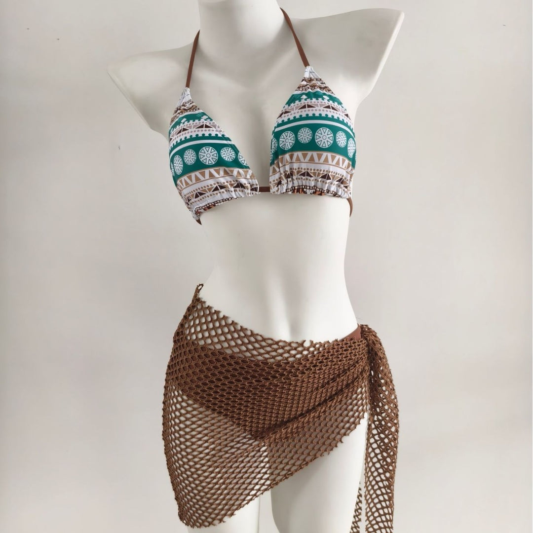 Damen Triangel-Bikini mit modischen Netzrock-Details R&B