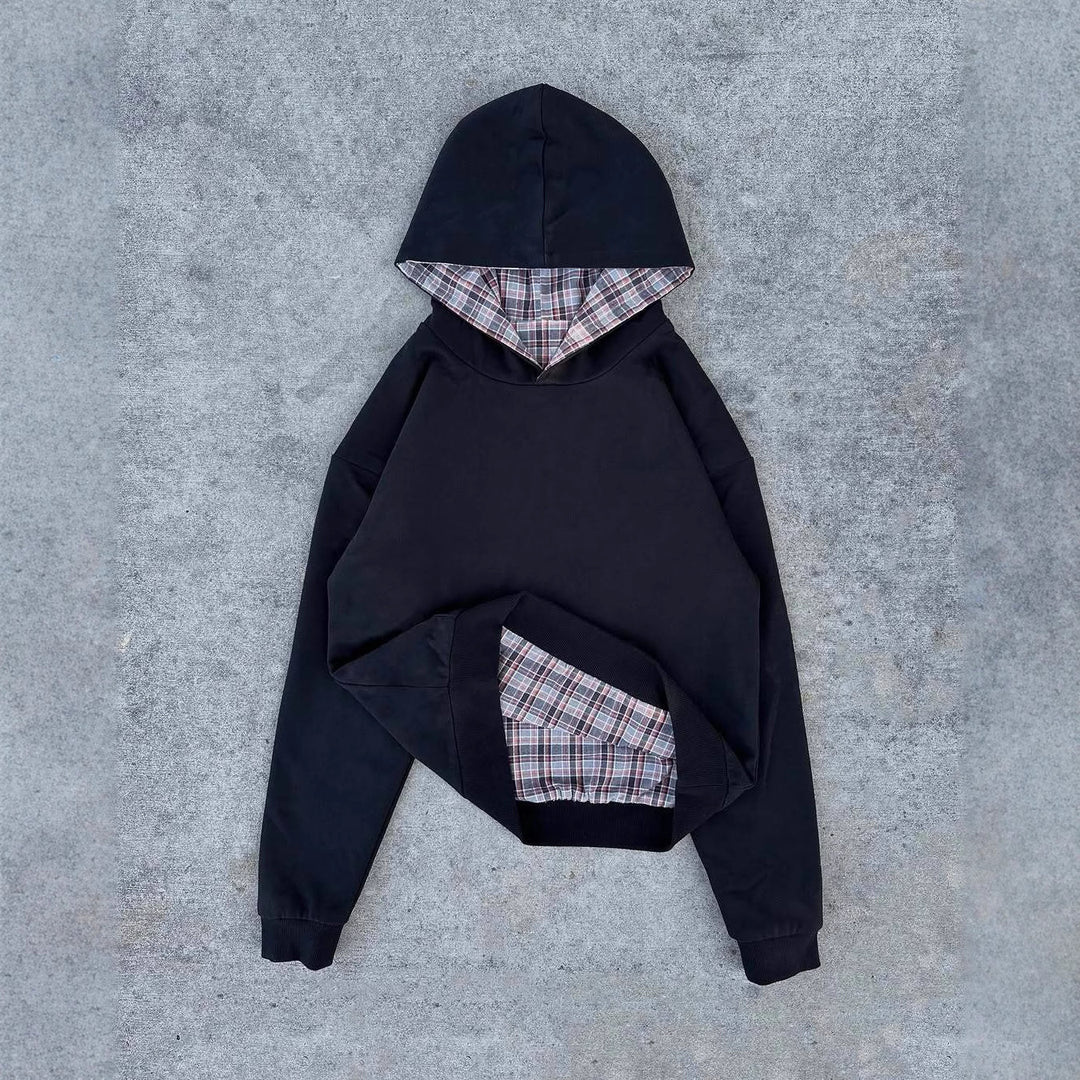 Damen Kapuzenpullover mit modernem Karo-Futter R&B