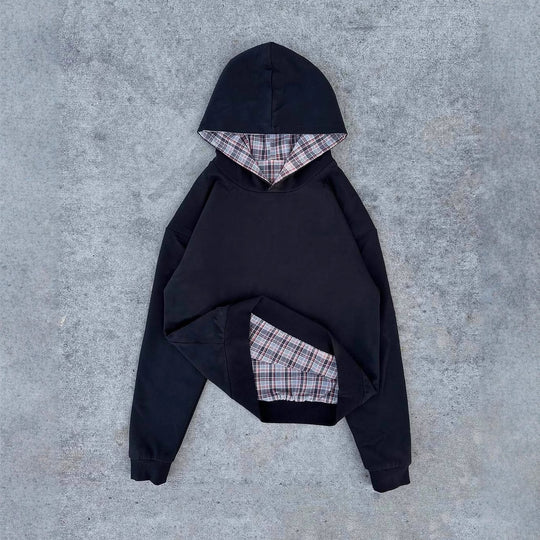 Damen Kapuzenpullover mit modernem Karo-Futter R&B