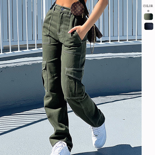 Damen Cargo-Jeans im modernen Schnitt mit praktischen Taschen und stilvollen Kontrastnähten R&B