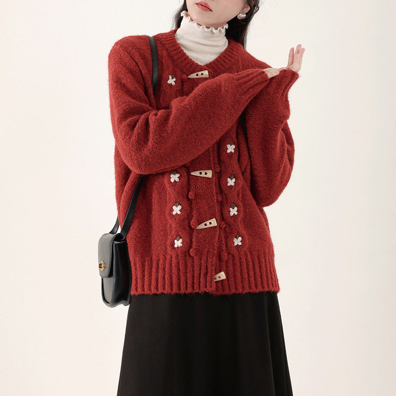 R&B | Strick Strickjacke mit Blumenmuster