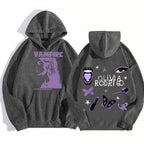 Damen Kapuzenpullover mit künstlerischem Vampir-Print und oversized Schnitt