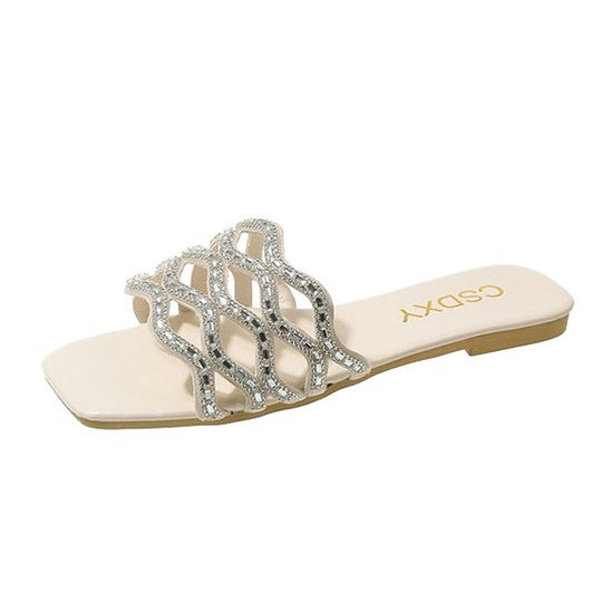 Damen Glamouröse Sandalen mit geschwungenem Rhinestone-Akzent R&B