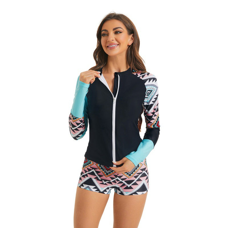 Damen Rashguard-Oberteil mit sportlichem Design und grafischem Print R&B
