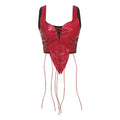 Damen Leder-Corset-Top mit Schnürung und asymmetrischem Schnitt R&B
