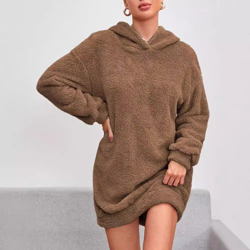 Damen Kuscheliger Oversize-Hoodiekleid aus weichem Fleece R&B