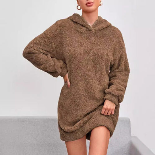 Damen Kuscheliger Oversize-Hoodiekleid aus weichem Fleece R&B