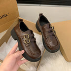Damen Modische Schnürschuhe mit dekorativen Doppelschnallen R&B
