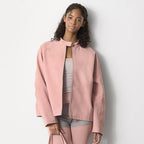 Damen lässige Oversized-Jacke mit hohem Kragen R&B