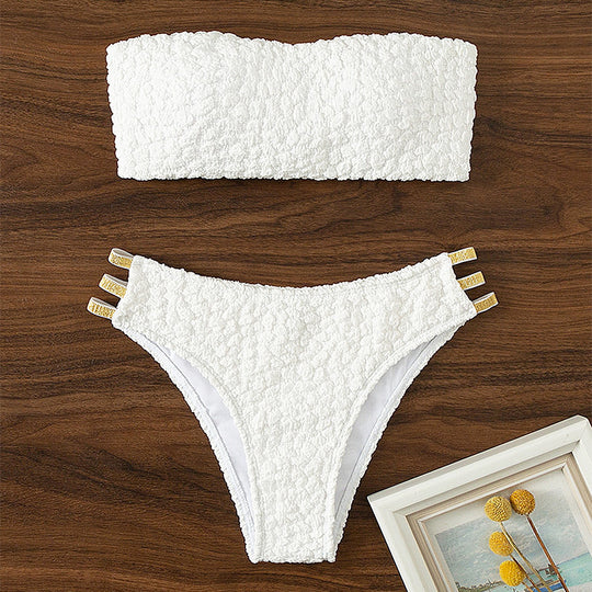 Damen Bandeau-Bikini mit goldenen Akzenten R&B