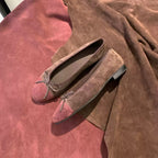 Damen Ballerinas mit dekorativem Schleifenakzent und hochwertiger Veloursleder-Oberfläche R&B