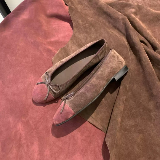 Damen Ballerinas mit dekorativem Schleifenakzent und hochwertiger Veloursleder-Oberfläche R&B