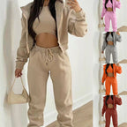Damen stylischer Sportanzug mit lässiger Kapuzenjacke und elastischen Bundelementen R&B