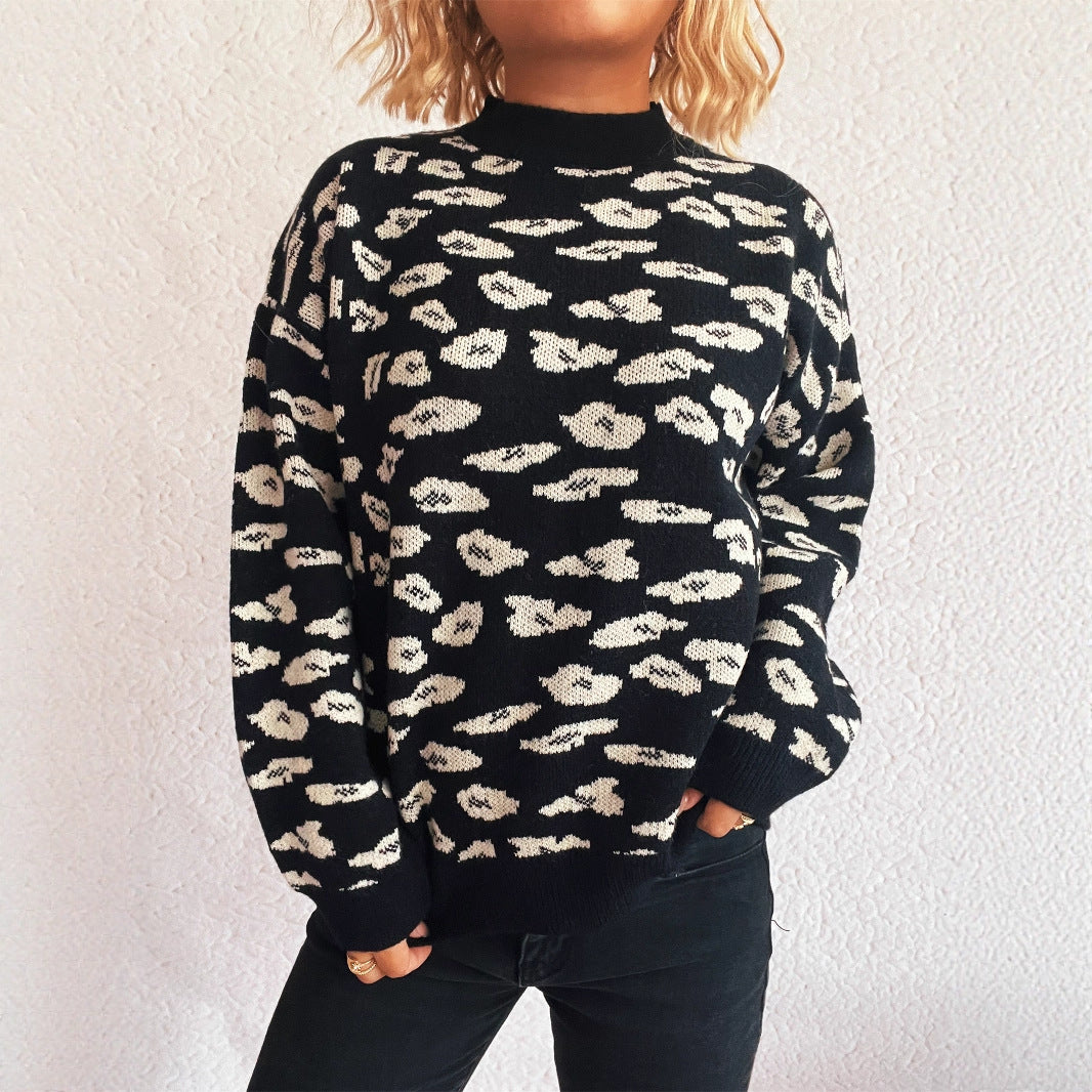 Damen Grobstrickpullover mit modernem Muster und lässigem Schnitt R&B