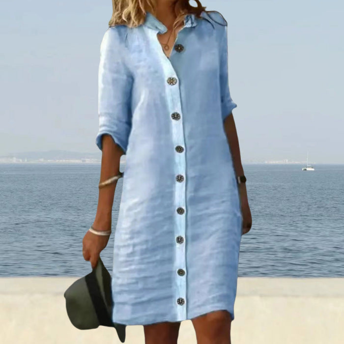 Damen Hemdblusenkleid mit Knopfverschluss und einem lässigen Schnitt R&B