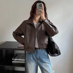 Damen Kunstlederjacke im sportlich-eleganten Schnitt mit elastischem Bund R&B