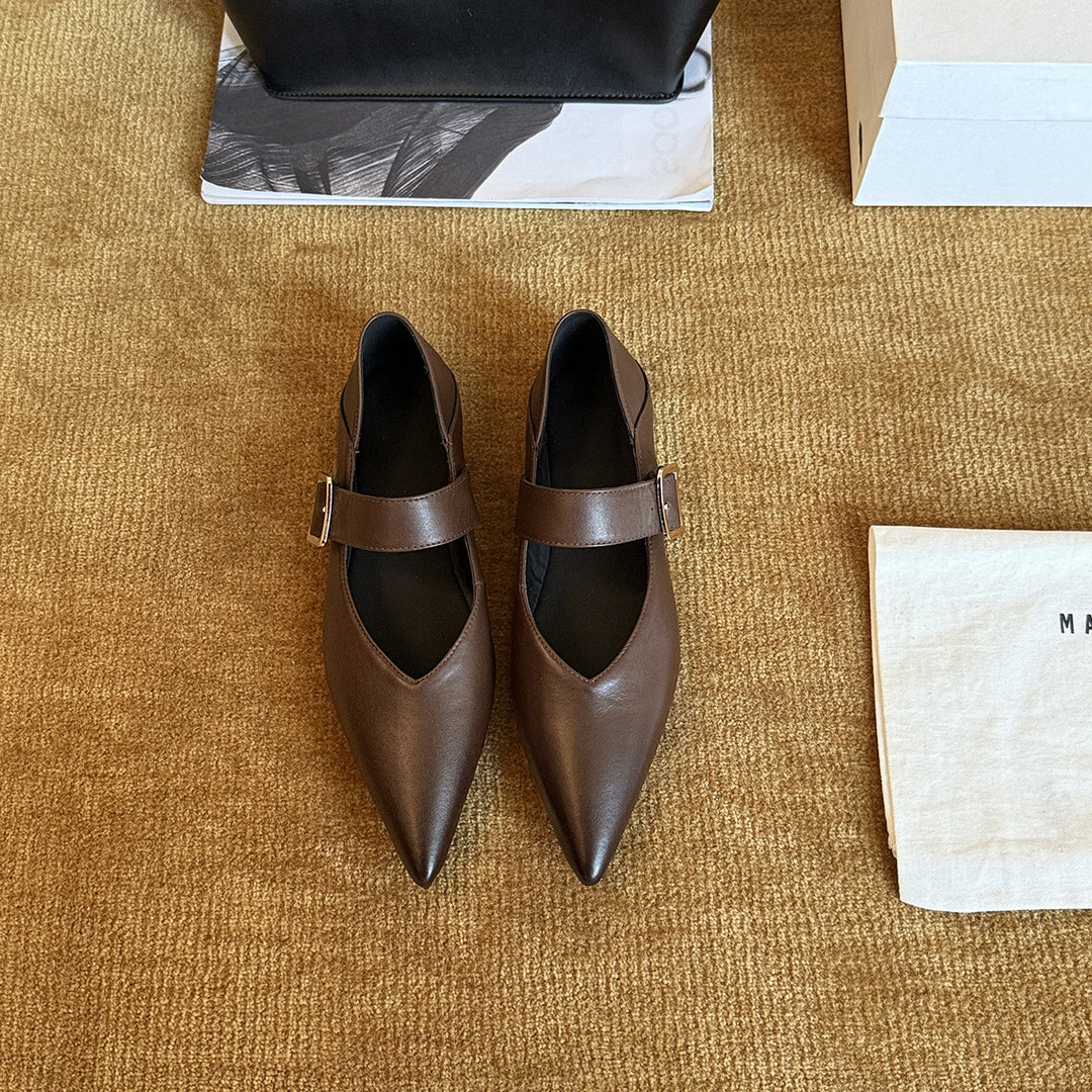 Damen Elegante Slingback-Ballerinas aus hochwertigem Leder mit modischem Riemchen R&B
