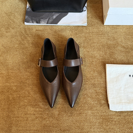 Damen Elegante Slingback-Ballerinas aus hochwertigem Leder mit modischem Riemchen R&B
