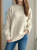 Damen lässiger Oversize-Pullover mit strukturiertem Maschenmuster R&B