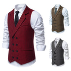 Herren elegante Herringbone-Weste mit doppelter Knopfleiste R&B