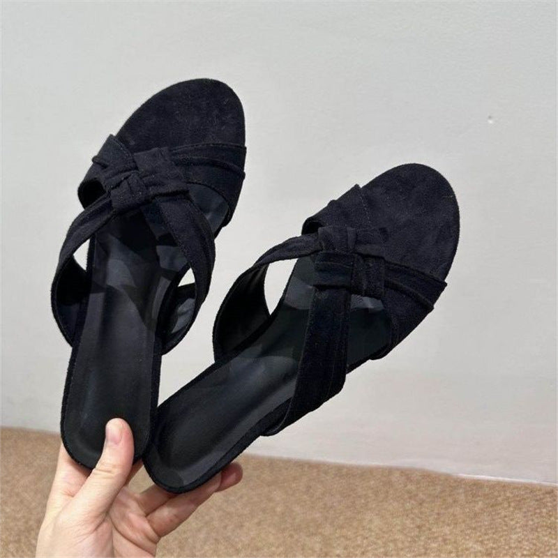 Damen Ballerina-Sandalen mit dekorativem Knoten-Riemen R&B